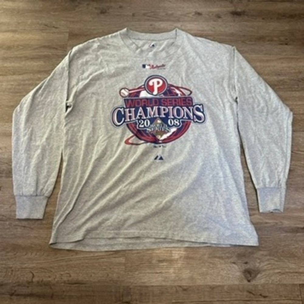 Majestic Philadelphia Phillies 2008 World Series Champions‎ Gray Long Sleeve L